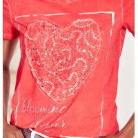 Shirt m. Spitzenbesatz und Pailletten, hummer