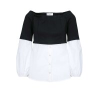 2-in-1-Designer-Blusen-Sweatshirt, schwarz-weiß