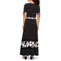 Designer-Jersey-Maxikleid, schwarz-ecru