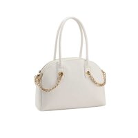 Handtasche m. Ketten-Applikation, weiß