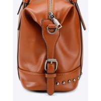 Handtasche m. Schnallen und Nieten, cognac