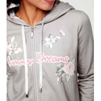 Sweat jacket, light taupe - patterned
