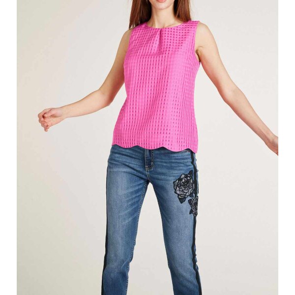 Designer-Blusentop m. Ausbrennermuster, pink