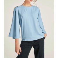Bluse m. Perlen, bleu