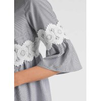 Designer-Streifenbluse, grau-ecru