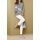 Designer-Streifenbluse, grau-ecru