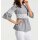 Designer-Streifenbluse, grau-ecru