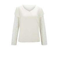 Designer-Crêpe-Spitzenbluse, ecru