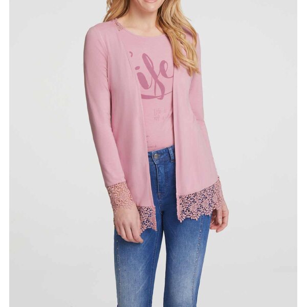 Designer-Twinset m. Spitze, rosé
