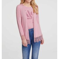 Designer-Twinset m. Spitze, rosé