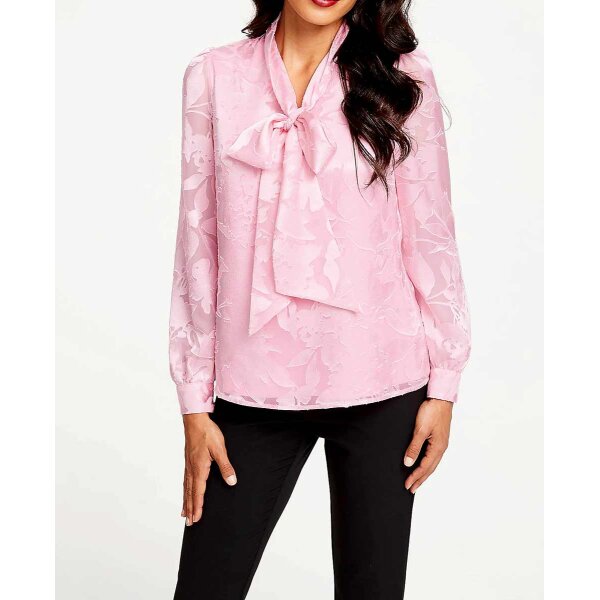 Designer-Chiffon-Ausbrennerbluse, softrosé