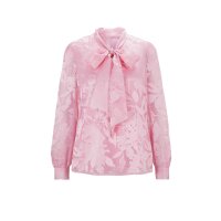 Designer-Chiffon-Ausbrennerbluse, softrosé