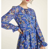 Druckkleid, blau-bunt