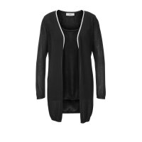 Strick-Twinset, schwarz-offwhite
