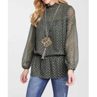 Druckbluse, moosgrün-silber