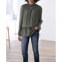 Druckbluse, moosgrün-silber