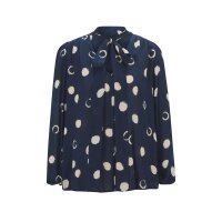 Designer-Druckbluse, marine-elfenbeinfarben