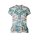 Designer-Volant-Druckbluse, türkis-ecru