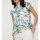 Designer-Volant-Druckbluse, türkis-ecru