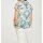 Designer-Volant-Druckbluse, türkis-ecru