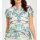 Designer-Volant-Druckbluse, türkis-ecru