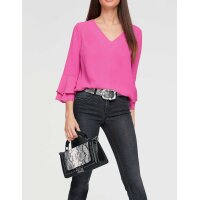 Designer-Bluse m. Volants, himbeere