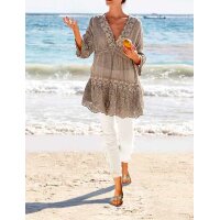 Tunic with lace trim, taupe