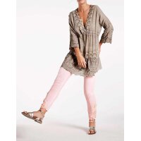 Tunic with lace trim, taupe