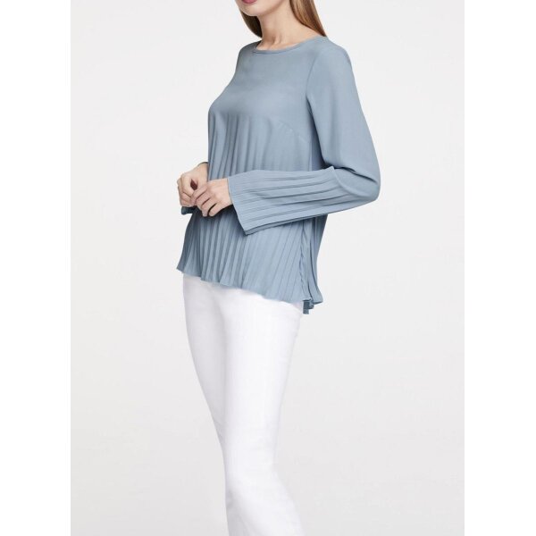 Plissee-Chiffonbluse, blaugrau