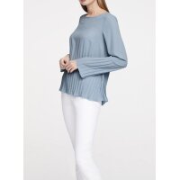 Plissee-Chiffonbluse, blaugrau