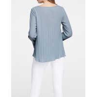 Plissee-Chiffonbluse, blaugrau