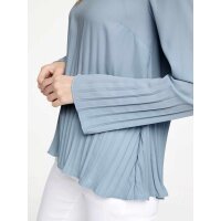 Plissee-Chiffonbluse, blaugrau