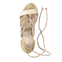 Leather sandal, taupe-gold coloured