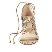 Leather sandal, taupe-gold coloured