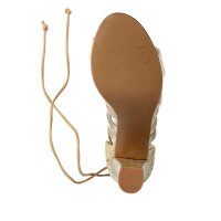 Leather sandal, taupe-gold coloured