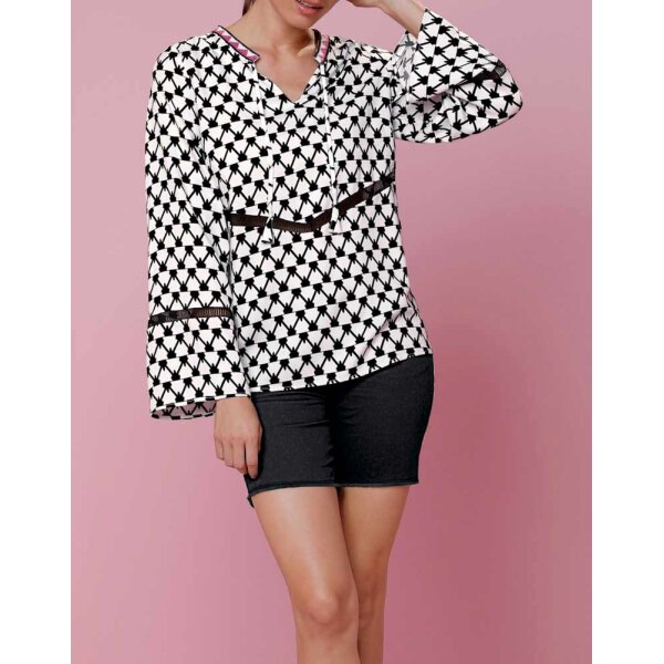 Print blouse, black-white