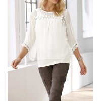 Designer-Bluse m.Top und Spitze, champagner