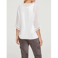 Designer-Bluse m.Top und Spitze, champagner