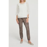 Designer-Bluse m.Top und Spitze, champagner