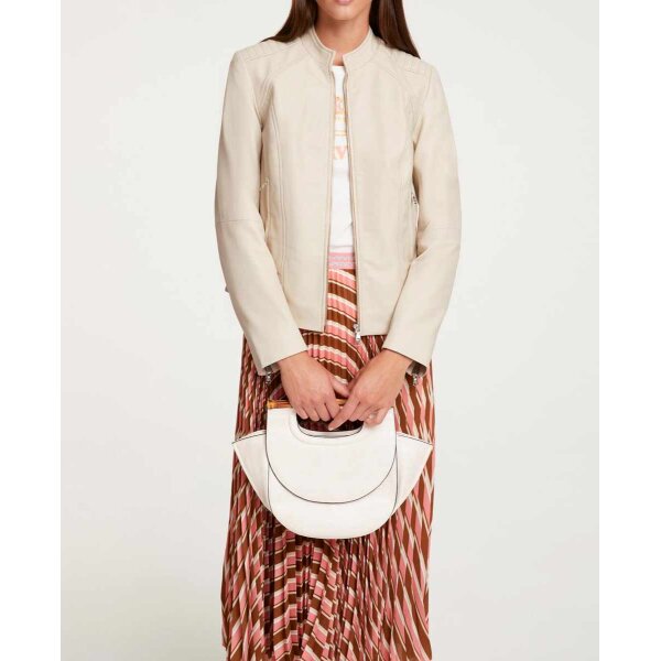 Designer-Lammnappalederjacke, creme