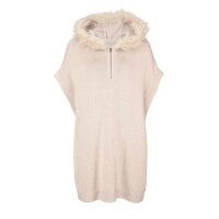 Strickponcho m. Webpelz, beige