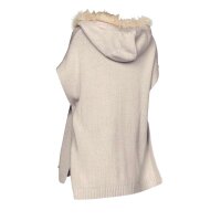 Strickponcho m. Webpelz, beige
