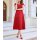 Kleid m. Spitze, rot