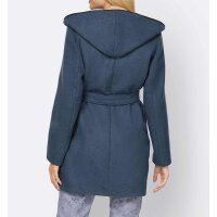 Designer-Wolljacke m.Kapuze, bleu-graphit