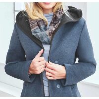 Designer-Wolljacke m.Kapuze, bleu-graphit