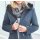 Designer-Wolljacke m.Kapuze, bleu-graphit