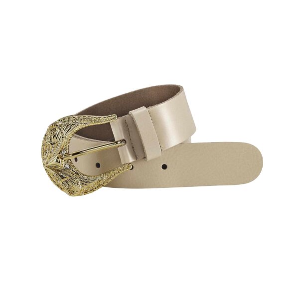 Ledergürtel, beige-gold