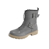 Rind-Nappaleder-Stiefelette, grau