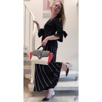 Handtasche in Trapezform, schwarz-rot-creme