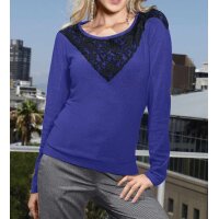 Pullover m. Spitze, royalblau-schwarz